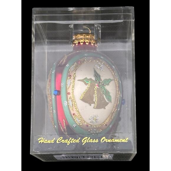 2005 LIMITTED SERIES HAND CRAFTED CHRISTMA HOLIDAY GLASS ORNAMENT EGG SHAPE - Picture 1 of 7